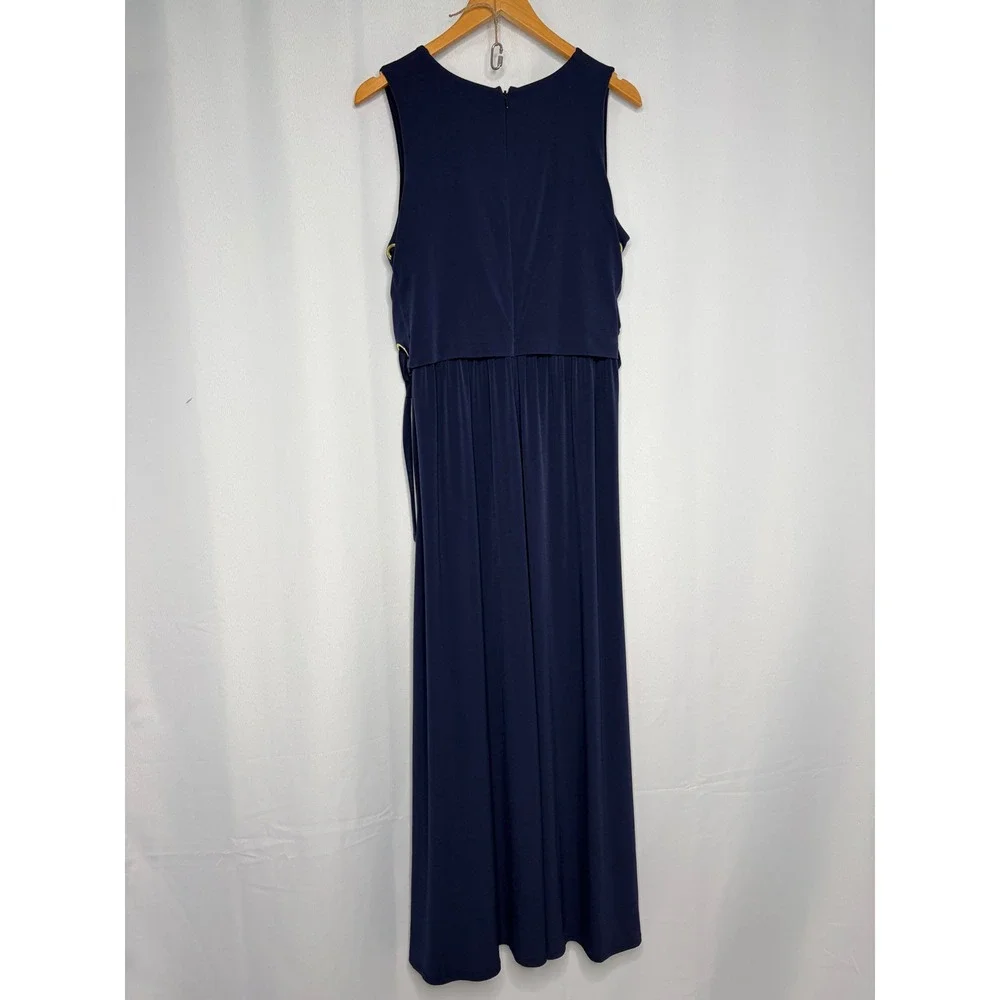 Michael Kors Women True Navy Grommet Side Lace-Up Maxi Dress L MS879M03G